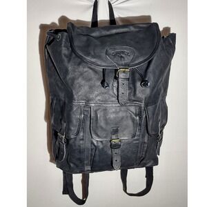 Camel Vintage Black Backpack Rucksack Multi Pocket Drawstring Bag